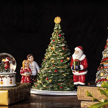 Villeroy & Boch Christmas Toy Santa by the Tree Decorative Figurine - Tealight Holder, Green/Multi-Color Variation