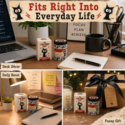I'm Fine Black Cat Affirmation Jar - Funny Sarcastic Humor Desk Decor Gift