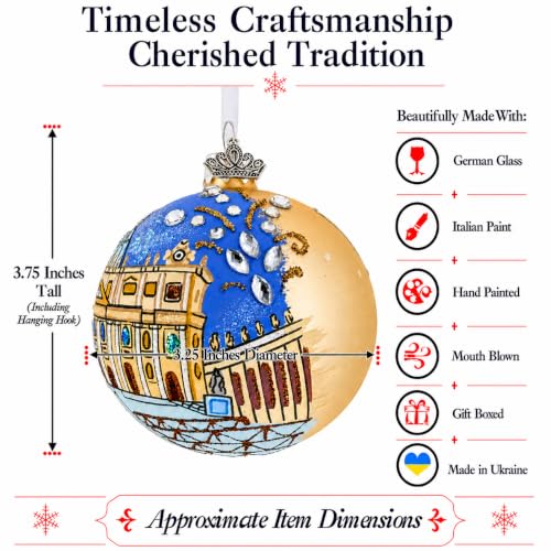 Vatican Glass Ball Ornament 3.25 Inches - Hand-Painted Religious Decor