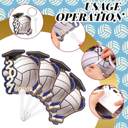 Graduation Fans with Handle - Volleyball Theme Senior 2027 Photo Props