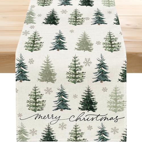 Christmas Table Runner Snowflake Snow Tree Holiday Decor 13x72