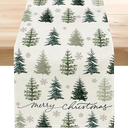 Christmas Table Runner Snowflake Snow Tree Holiday Decor 13x72