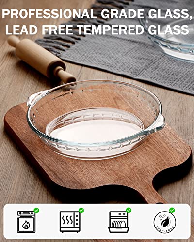 ZYER Mini Pie Plate 11.6oz Tart Pan Easy Grab Glass Pie Pan for Single Serving Pie Dish for Baking, 6.5 Inch