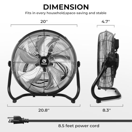 18-Inch High Velocity Floor Fan with 8 Speeds and Remote Control