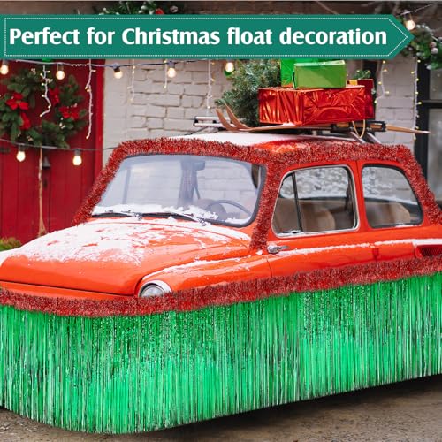Crowye 20 Pcs Christmas Parade Float Decor Kit with Green Table Skirt and Red Garland
