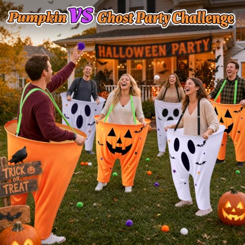 Large Pumpkin vs Ghost Catch Toss Game for Adults Halloween Party - 2 Pcs