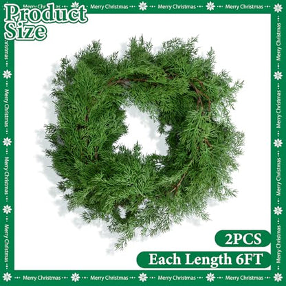 Artificial Christmas Norfolk Pine Garland 6 Ft - 2 Pieces Dense Greenery Holiday Decor - B Style