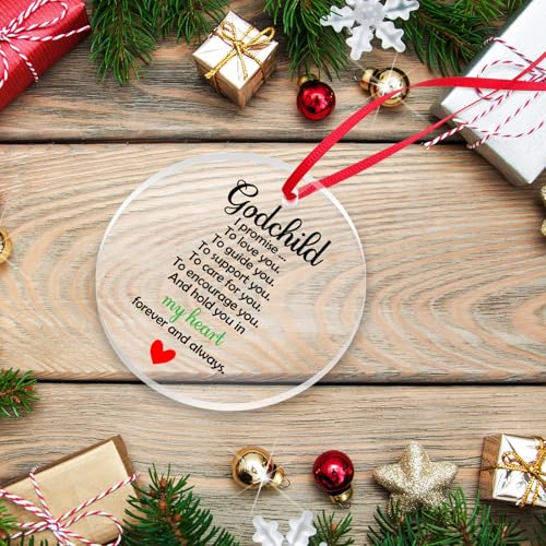 Christmas Holiday Ornament for Godchild from Godmother or Godfather Acrylic Hanging Decor