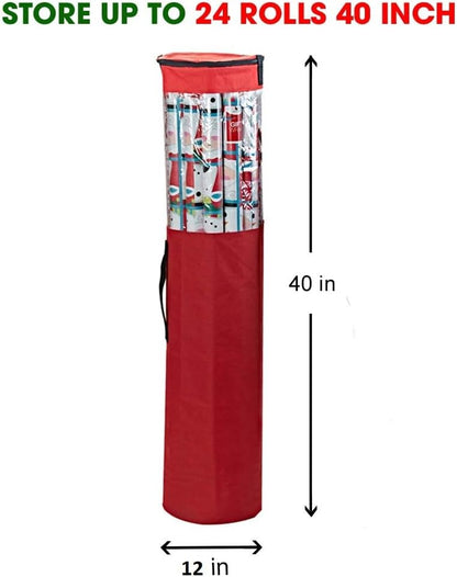 ProPik Wrapping Paper Storage Bag - Heavy-Duty Organizer for 24 Rolls | 40-Inch Clear PVC with Handles