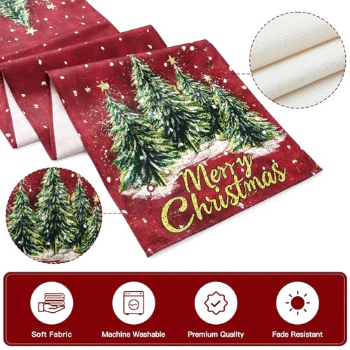 Artscope Christmas Tree Table Runner Red 13x72 Inch Holiday Home Decor