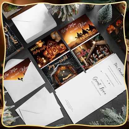 Traditional 100 Pcs Christian Christmas Cards with Envelopes