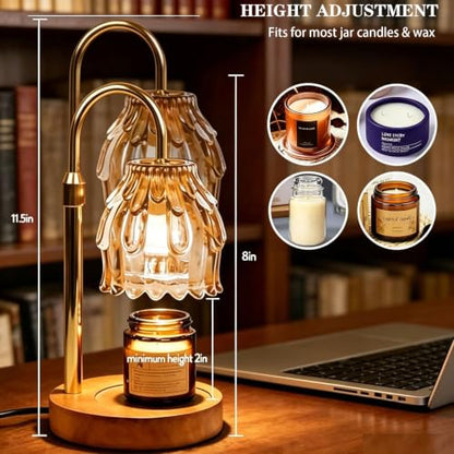 Adjustable Height Candle Warmer Lamp with Timer and Dimmable Light