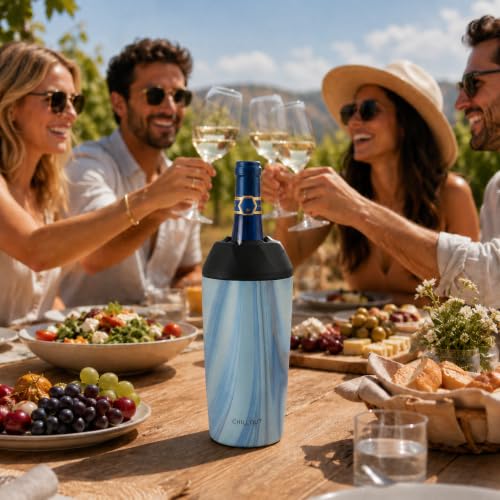 Wine Bottle Chiller Stainless Steel Cooler - Black Finish