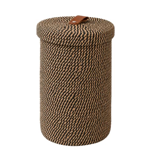 Freestanding Cotton & Jute Toilet Paper Holder with Lid - Khaki