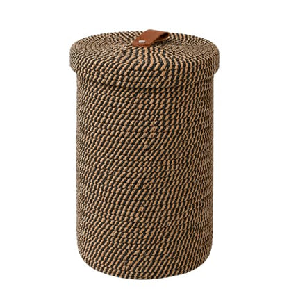 Freestanding Cotton & Jute Toilet Paper Holder with Lid - Khaki