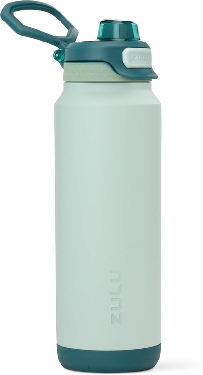 ZULU Powerfill Pro 32oz Stainless Steel Water Bottle - Quick Fill Lid & Triple Walled Insulation | Evergreen Color