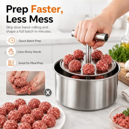 Stainless Steel Meatball Maker Tool 12 Holes - Uniformly Shaped Meatballs