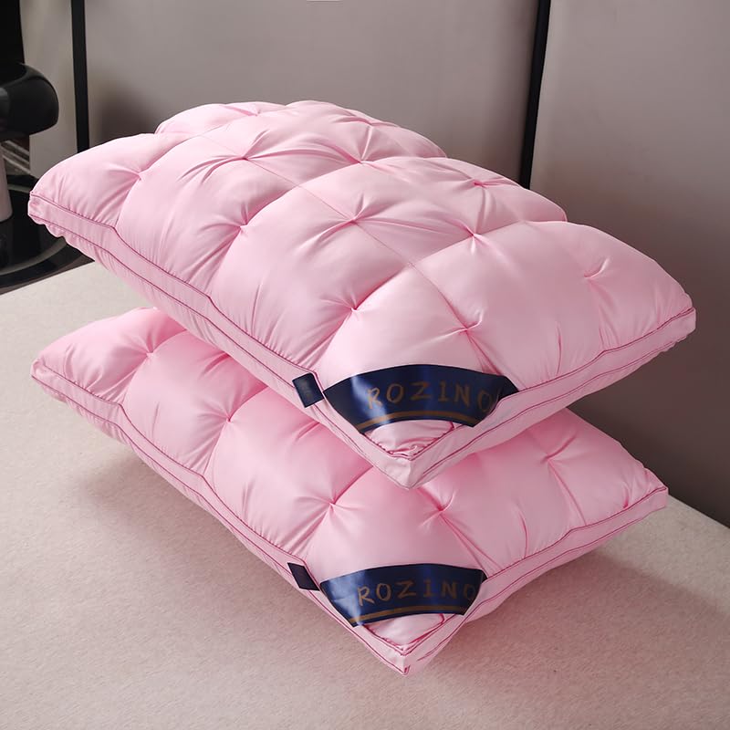 Queen Size Hotel-Quality Pillows Set - Pink, 2 Pieces, 20x30 Inches