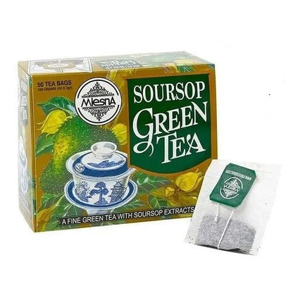 Mlesna Pure Ceylon Soursop Green Tea 50 Tea Bags Box. ((100g))