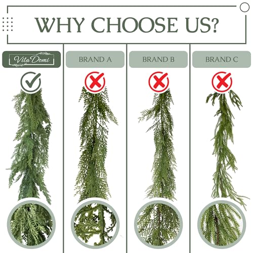 9ft Real Touch Cedar Garland Artificial Christmas Decor - Standard Length