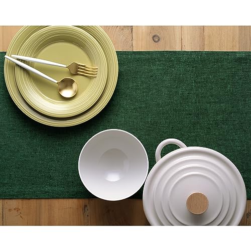 Linen Table Runner 14x90 Inches Forest Green - Handmade European Flax