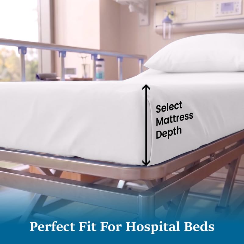 Hospital Bed Sheet Set 36 x 84 Inch 3-Piece Egyptian Cotton 400 Thread Count White Variation of White / Standard 36"X84"X12" Drop