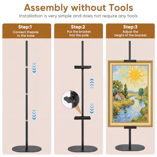 Large Floor Easel Stand for Sign and Artwork - Black, 63 Inch