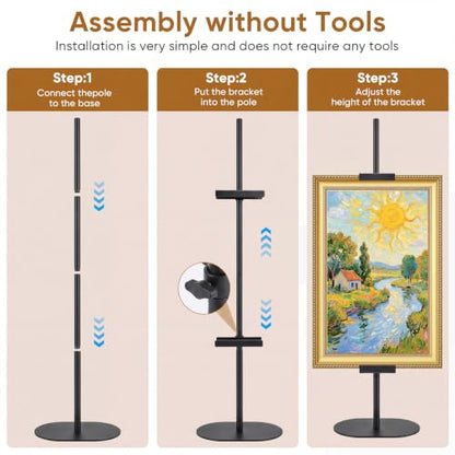 Large Floor Easel Stand for Sign and Artwork - Black, 63 Inch