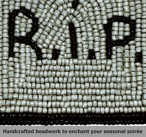 Halloween Beaded Coasters Set - Gravestone RIP Design, 4 Pack, Black & Grey