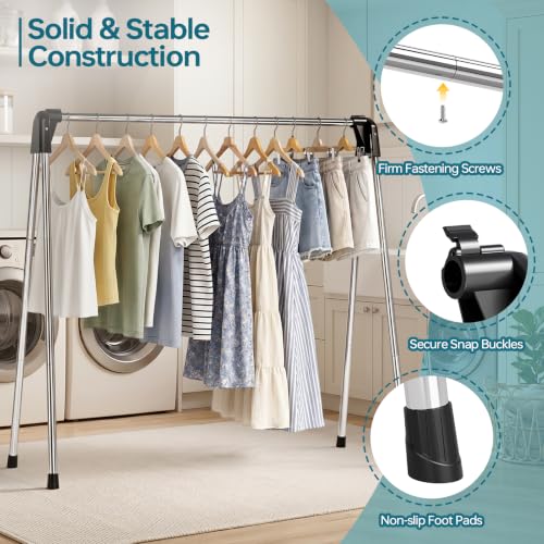 55 Inch Stainless Steel Collapsible Clothes Drying Rack - New