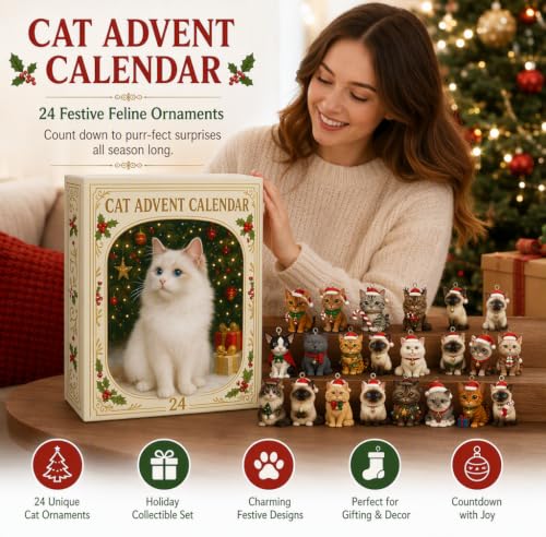 2026 Cat Advent Calendar - 24 Day Christmas Countdown for Cat Lovers - Cat A Variation