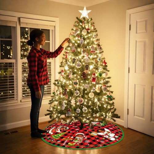 Black Santa Tree Skirt - African American Christmas Decorations 48 Inch