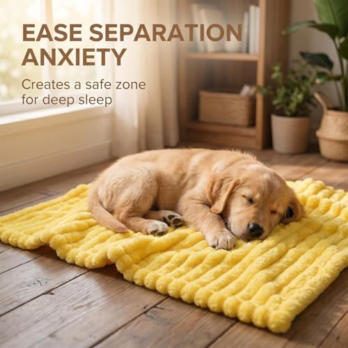 Yellow Dog Blanket - Lightweight Support & Comfort Throw for Crates, Beds, Sofa, Travel - 27x39in