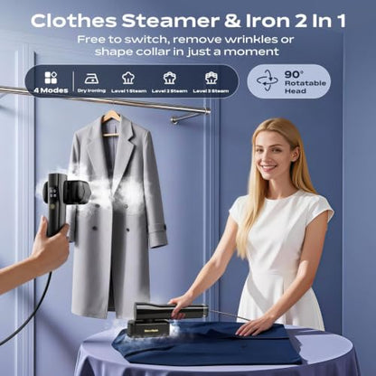 REXYHOME Black Travel Clothes Steamer 1000W Portable Iron & Garment Steamer