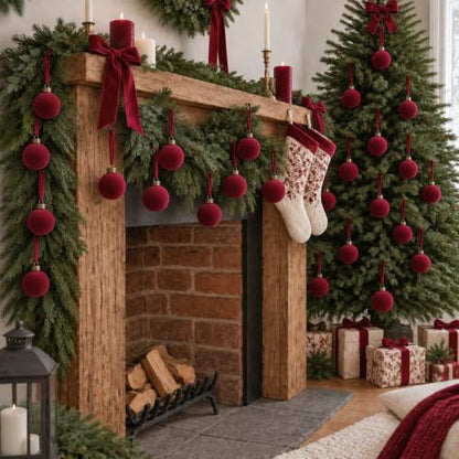 3.15 Inch Velvet Christmas Balls Bulk Set - Red Holiday Tree Ornaments