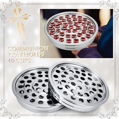 4 Pcs Silver Communion Trays & Disposable Cups Church Supplies - Variation of 4 / Silver