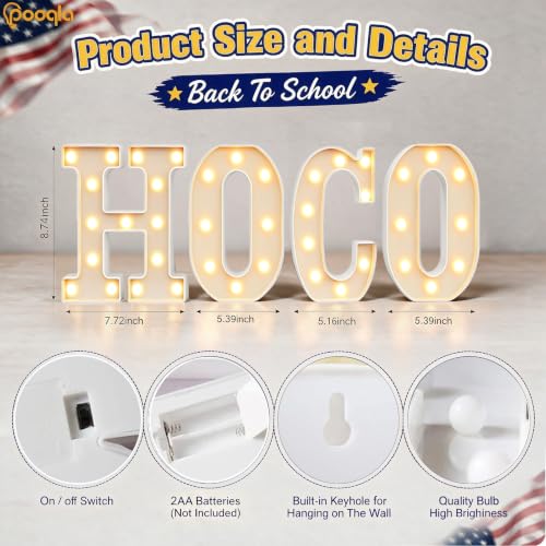Warm White HOCO Marquee Letters Homecoming Decorations 8.7 Inch Tall