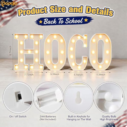 Warm White HOCO Marquee Letters Homecoming Decorations 8.7 Inch Tall