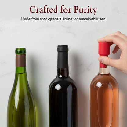 Silicone Wine Stopper, Reusable Wine Bottle Stoppers with Airtight Seal, Flexible Bottle Sealer for Wine Beer Champagne, Easy Clean Wine Saver for Home Bar (4)