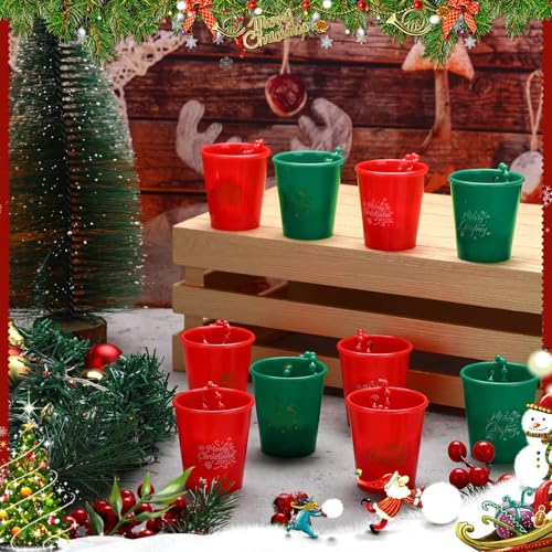 Christmas Shot Glass Necklaces 24 Pack - Red & Green Party Accessories