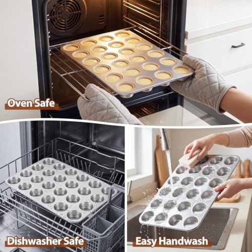Mini Muffin Pan 24-Cup Stainless Steel Non-Toxic Bakeware - Variation 1