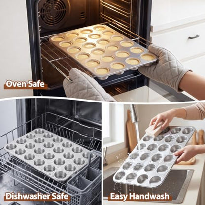 Mini Muffin Pan 24-Cup Stainless Steel Non-Toxic Bakeware - Variation 1