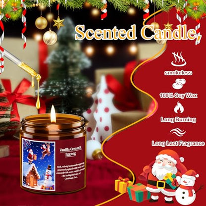 Christmas Candle Set - 6 Pack Scented Soy Candles with Glass Jar - Aromatherapy Gifts for Home, Birthday, Holiday, Variation of Glass6