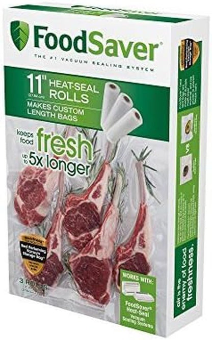 FoodSaver Vacuum Sealer Bags - Custom Fit Airtight Food Storage & Sous Vide | 11" x 16' & 1-Gallon, 10 Count, Clear