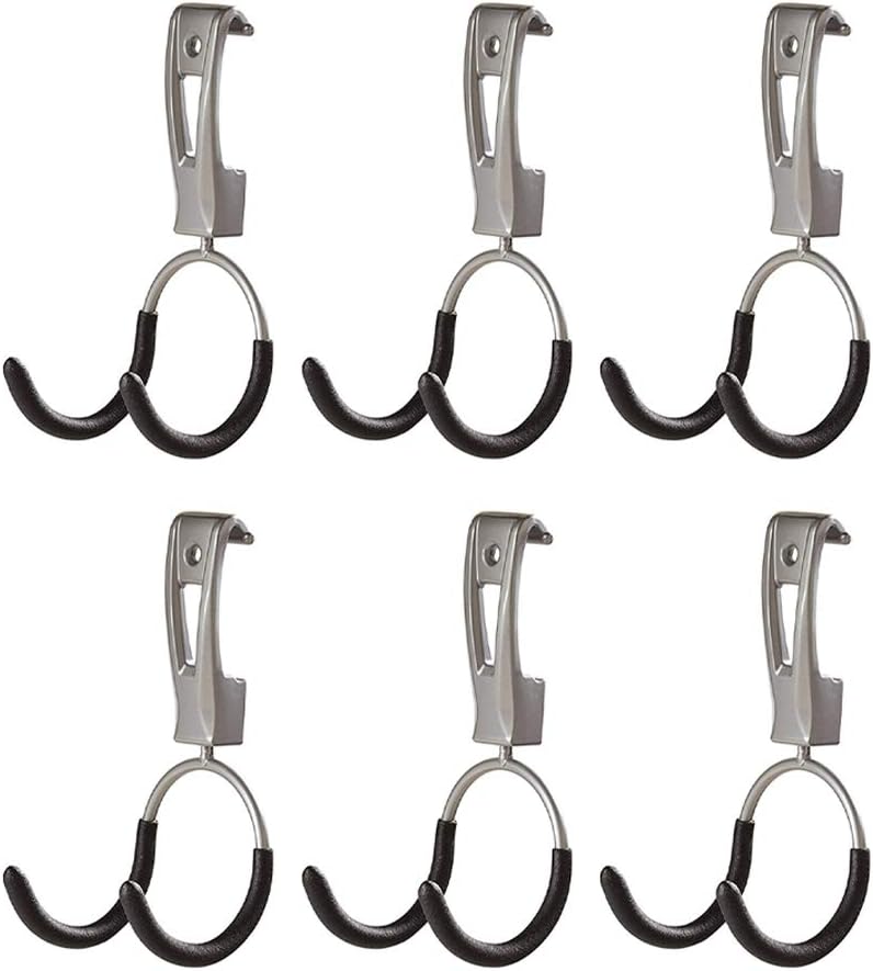 Rubbermaid Garage Hook Organizers - Powder Coated Metallic for Ladders, Tools & Bikes | 6 Pack
