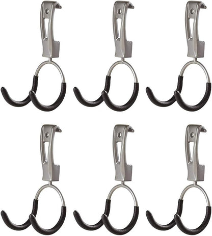 Rubbermaid Garage Hook Organizers - Powder Coated Metallic for Ladders, Tools & Bikes | 6 Pack
