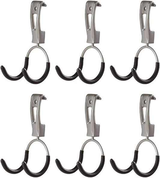 Rubbermaid Garage Hook Organizers - Powder Coated Metallic for Ladders, Tools & Bikes | 6 Pack
