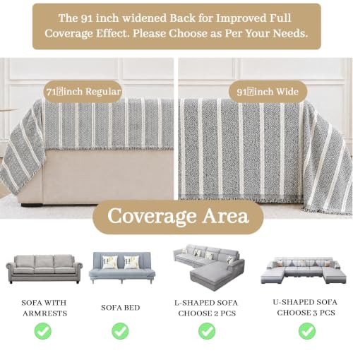 Warmstar Washable Chenille Sofa Cover for 3 Cushion Couch - Black 91x150