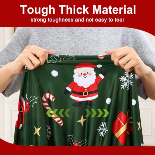Christmas Round Spandex Tablecloth Fitted Cover for 45-56 Inch Tables - Green & White