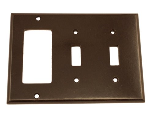 Leviton 3-Gang Combination Wallplate, 2-Toggle and 1-Decora/GFCI, Standard Size, Thermoset, 80421, Brown